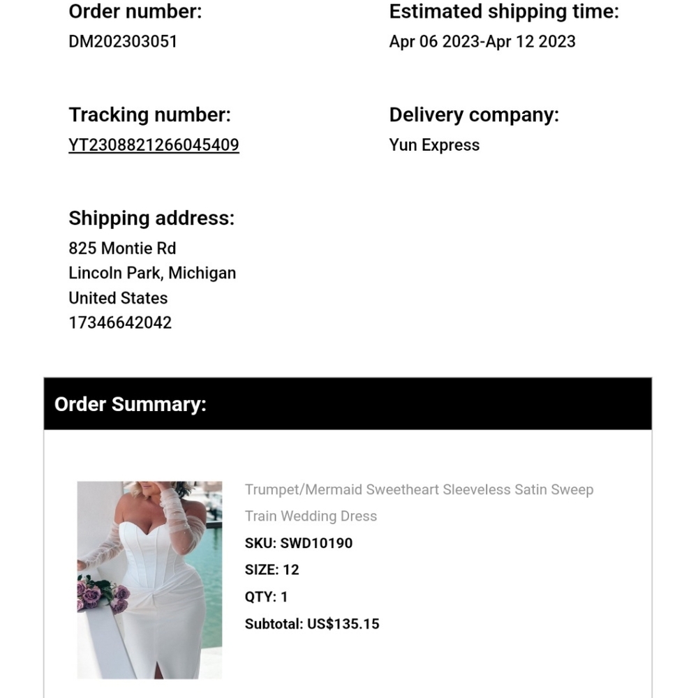 Missacc Wedding Dress New- Unaltered size 12